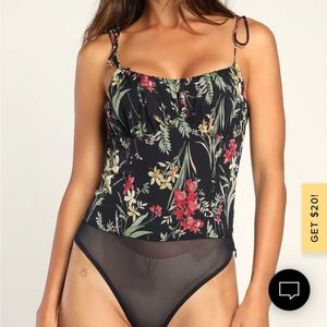 New with tags, black, floral bodysuit